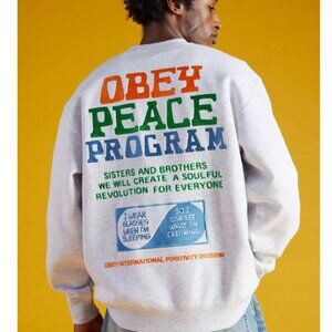 OBEY Gray Peace Program Crewneck Sweater Size Medium M